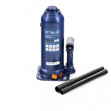 Домкрат гидравлический бутылочный, 8т, h подъема 222-447мм (51165) STELS