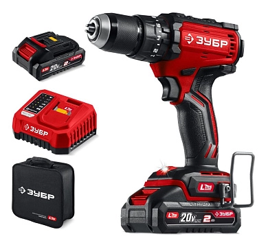 Дрель-шуруповерт ударная аккум. ДБУ-65-22 (LMS) (20.0 В, 2 акк. х 2.0 А/h, 65 Нм, сум.) ЗУБР