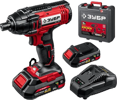 Винтоверт ударный аккум. ГВЛ-255-22 (18.0 В, 2 акк. х 2.0 А/ч Li-Ion, HEX 1/4", 250 Нм, чем.) ЗУБР