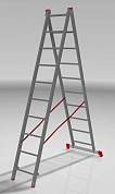 Лестница алюминиевая 2-х секц. NV1220 (10 ступ. 266/449см, 8.0кг) Новая Высота