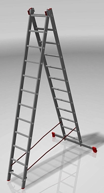 Лестница алюм. 2-х секц. 312/505см  2х12ступ., 14.3кг Новая высота NV 322, (3220212), проф.