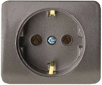 Розетка СВЕТОЗАР "ГАММА" с заземлением, одинарная, без вставки и рамки, цвет темно-серый металлик, 1