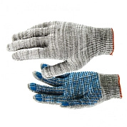 Перчатки х/б, серые, ПВХ покрытие "Точка", 10 класс, серый меланж, 6 нитей (67815)