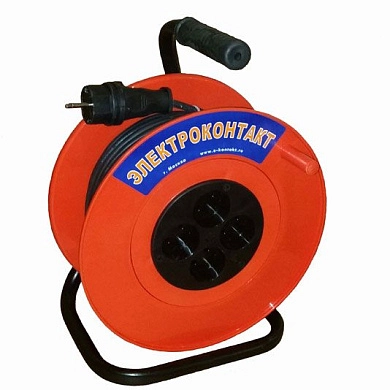 Удлинитель на катушке 30м (ПВС 3х2.5мм2, 3,5кВт/16А, IP20, 4 р., 220В, пласт. кат) (13200)