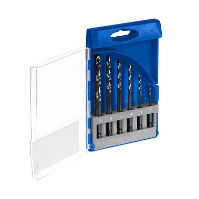 Набор сверл по металлу 2.0-8.0 мм, HSS, 6шт., хвост. НЕХ 1/4", класс A1 (29623-H6_z02) ЗУБР