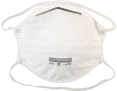 Полумаска фильтрующая STAYER "PROFI" коническая многослойная, класс защиты FFP1, 15шт
