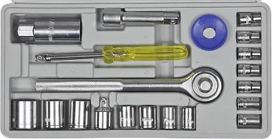 Набор головок с трещоткой и удлинителем (1/4", 3/8") 4-17мм, 20пр. (27602-H20) DEXX