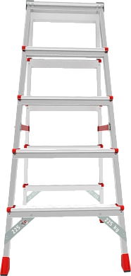 Лестница-стремянка алюм. двухсторон. проф. с площад NV3121 (2х5 ступ. 111/120см, 6.1кг) Новая высота