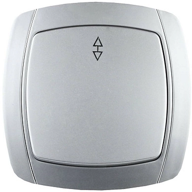 Выключатель СВЕТОЗАР "АКЦЕНТ" проходной одноклавишный в сборе, цвет серебристый металлик, 10А/~250В