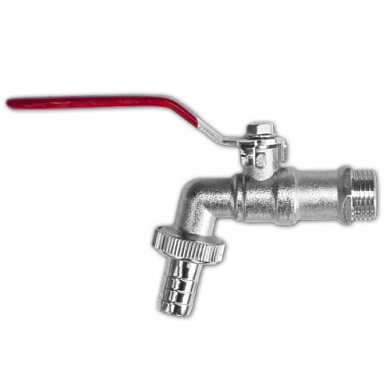 Кран шаровый с входной наружн.резьб.3/4" и выход.1" со штуц.под шланг 3/4",латунь (GKK033419) BRADAS