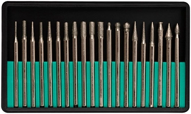 Шарошки, усиленная сталь с алмазным напылением, штифт диам. 3 мм, 20 шт. (F_36485) FIT