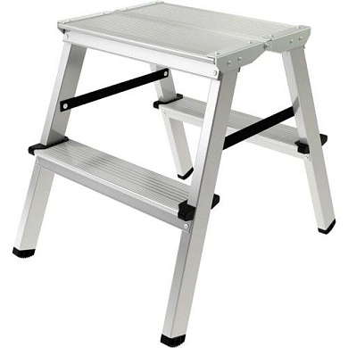 Лестница-стремянка алюм. двухсторон. с площадкой NV2120 (2 ступ. 44см, 2.4кг) Новая высота