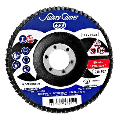 Круг лепестковый 125х22.23 мм для металла, F27 прям. Z40 (374159) SWATYCOMET
