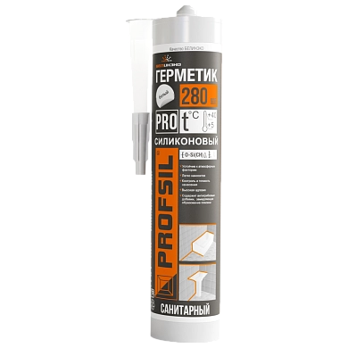 Герметик силиконовый санитарный "Profsil" 280мл прозрачный туба БелИНЭКО