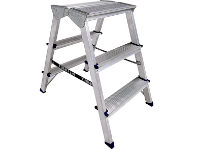 Лестница-стремянка алюм. двухстор. с шир. верх. ступенью ADK (3 ступ. 60/69см 2,9 кг) АЛЮМЕТ
