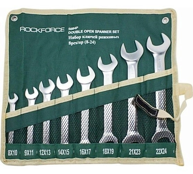 Набор ключей рожковых 8пр. 8-24мм, на полотне (RF-5084P) RockFORCE