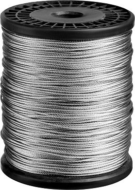 Трос стальной, оцинкованный, DIN 3055, d=1.5 мм, L=200м, свивка 6х7+FC (4-304110-15) ЗУБР