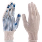 Перчатки х/б, белые, ПВХ покрытие "Точка", 10 класс, 3 нитки (67785) фото2