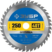 Диск по дереву пильный 40Т, 250х32мм, Оптима, Профессионал (36903-250-32-40_z01) ЗУБР