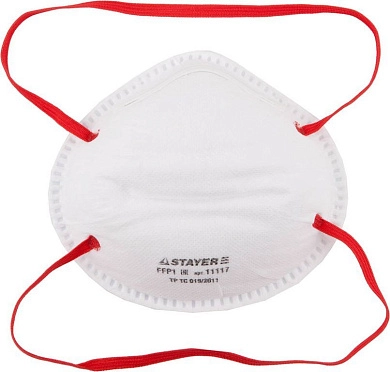 Полумаска фильтрующая STAYER "MASTER" коническая, многослойная, класс защиты FFP1