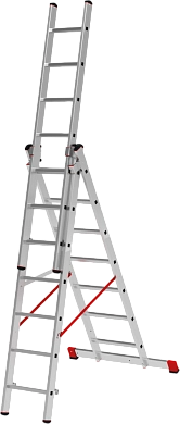 Лестница алюм. 3-х секц. 338/555/814см   3х13ступ., 21,8кг Новая высота NV 323 (3230313), проф.,