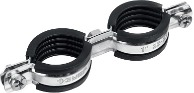 Хомут трубный двойной, 1, 8шт, оцинкованный (37890-32-37) ЗУБР