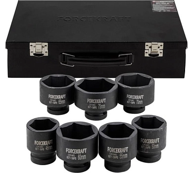 Набор головок ударн. 1", 46-75 мм, 6гр., 7 пр., чем. (FK-8071-5MPB) FORCEKRAFT