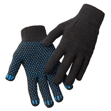 Перчатки трикотажные х/б 10 класс (4 нити, 200 текс),черные с ПВХ "Точка"