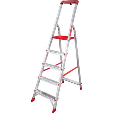 Лестница-стремянка алюм. проф. с лотком органайзером NV3150 (5 ступ. 103/174см, 4.7кг) Новая высота