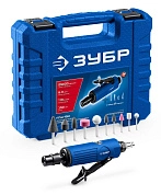 Набор в кейсе: прямая цанговая пневмошлифмашина, 10 шарошек и оснастка, ПРОФЕССИОНАЛ (64330-H) ЗУБР