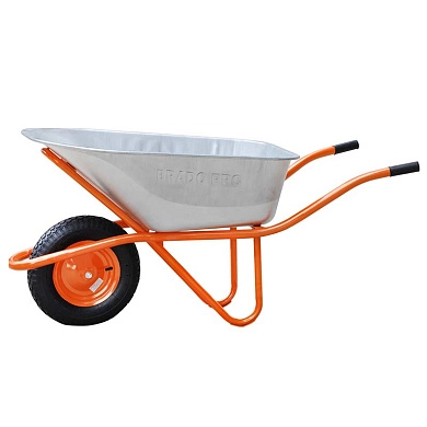 Тачка строительная одноколесная 130 expert PRO (до 130л, до 300кг, 4.00-8, пневмо, ось 16*100) BRADO