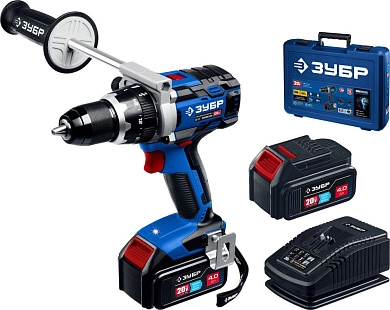 Дрель-шуруповерт ударная аккум. DB-211-42 (20.0 В, 2акк. х 4.0 А/ч Li-Ion, 100 Нм,чем.) "Проф." ЗУБР
