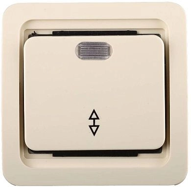 Выключатель СВЕТОЗАР "ГАММА" проходной одноклавишный, с подсветкой, цвет бежевый, 10А/~250В