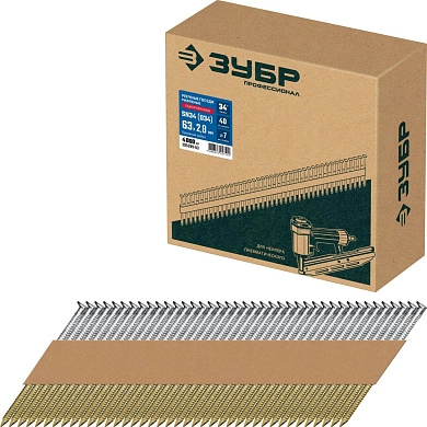 Гвозди реечные рифленые оцинкованные SN34 (D34) 63 х 2.8 мм, 4000 шт. (305399-63) ЗУБР
