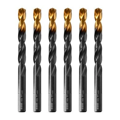 Сверло по металлу 11 мм, HSS-TiN, Golden Tip, 6 шт. (717223) DENZEL