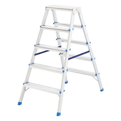 Лестница-стремянка алюмин. двустор., 5 ступ, 1075мм, слож.1170х490х160мм, (97925) СИБРТЕХ