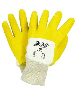 Перчатки трикотажные х/б с частичным рельефным латексным покрытием на 3/4 Nitras