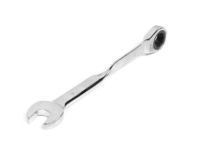 Ключ комбинированный с трещ., удлиненный, 16х16мм, с изог/рук., хром.покр. (121242) HORTZ