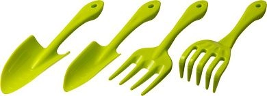 Набор садовый пластиковый, 4 предмета: Вилка, грабельки, 2 совка (421429-H4) РОСТОК