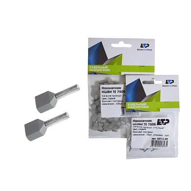 Наконечник штыревой втулочный изолированный НШвИ(2) 7508 2х0,75мм2 (уп/100шт) 45711-100 ETP