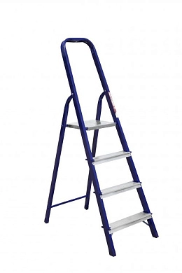 Лестница-стремянка стальная односторонняя M (4 ступ. 82/153см, 4.6кг) АЛЮМЕТ