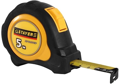 Рулетка 5м/19мм, автостоп, прорез. корпус, быт. "LEADER" (3402-05-19_z02) STAYER