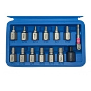 Экстракторы для шпилек 1/8"-15/32" + адаптер, набор 14пр., 42CrMo (HD-05892) H-D
