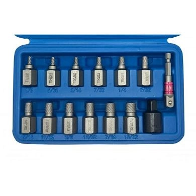 Экстракторы для шпилек 1/8"-15/32" + адаптер, набор 14пр., 42CrMo (HD-05892) H-D