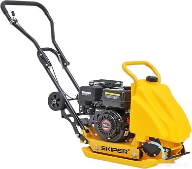 Виброплита SKIPER C90L-WM (LС200F, 6.5л.с., плита 54х42см., 15кН, 25м/мин, рез. коврик, колёса), SKI