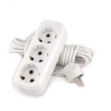 Удлинитель сетевой 3 гнезда с з/к, 16А, ПВС 3*1.0 2 метра LUXAR