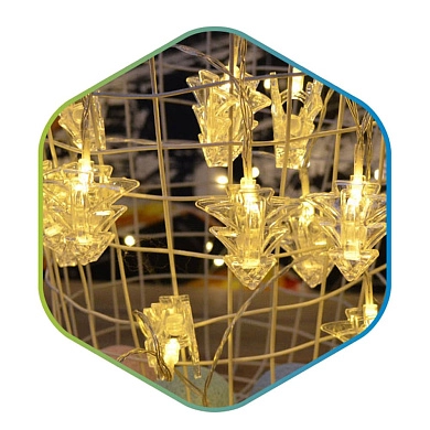 Гирлянда светодиодная (IP20 2хАА 2м Прищепки-елки теплый белый) LKS3078 ETP