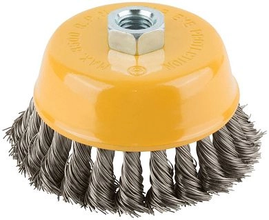 Щетка дисковая (коса) d=100мм/М14, конич., нерж. провол. INOX (F_38848) FIT