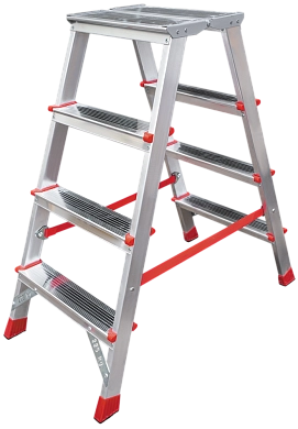 Лестница-стремянка алюм. двухсторон. проф. с площад. NV3121 (2х4 ступ. 89/96см, 5.1кг) Новая высота