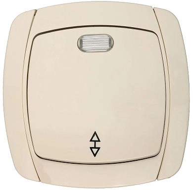 Выключатель СВЕТОЗАР "CITY LIGHT" проходной одноклавишный в сборе, с подсветкой, бежевый, 10А/~250В